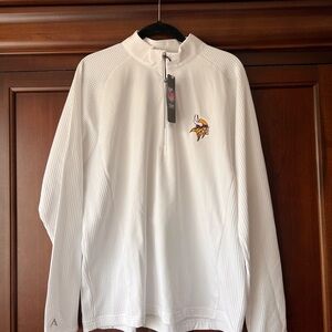 Antigua MN Vikings logo White Men's Quarter-Zip Pullover XL NWT